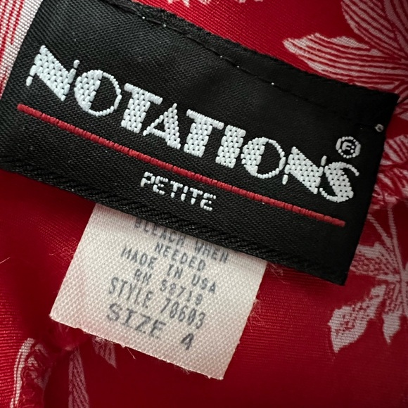 Notations Petite Size 4 short sleeve blouse, keyhole back, shoulder pads! EUC - Picture 5 of 5